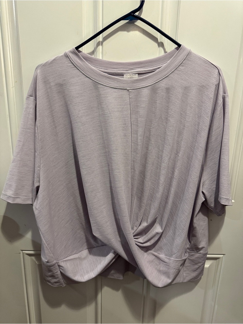 Calia Everyday Lavender Draped Twist Tee Light Pink Shirt Athletic Blouse Sz XXL